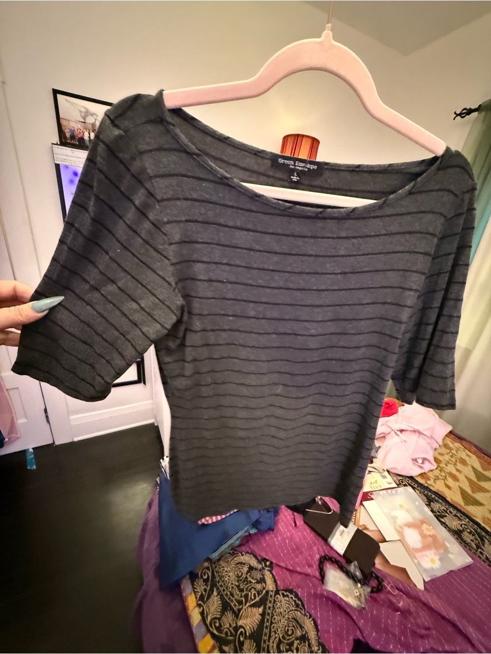 Green Envelope Los Angeles Striped Boatneck Top – Size L